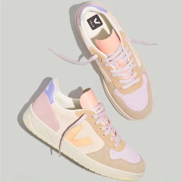 Veja Shoes - NEW Veja Women V-10 Suede Multico Peach Lavender Sneakers Shoes size 39 US 8